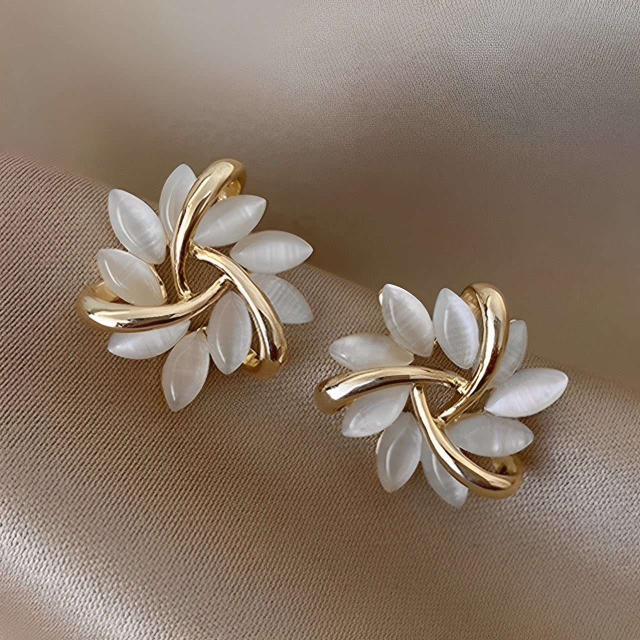 Celestina – Opal Moon-Petal Earrings