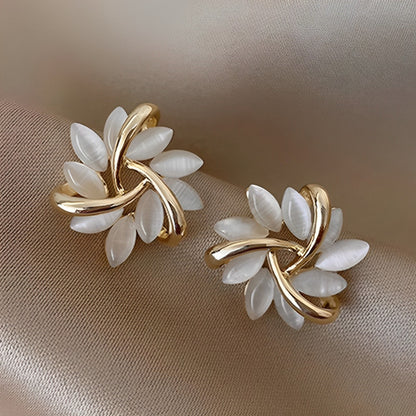 Celestina – Opal Moon-Petal Earrings