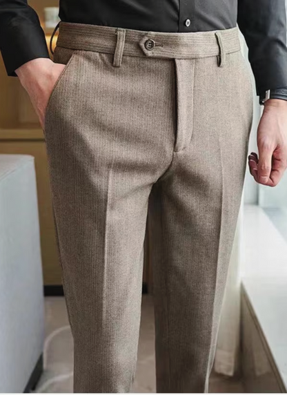 Ravenna Pleated Wool Trousers - Khaki