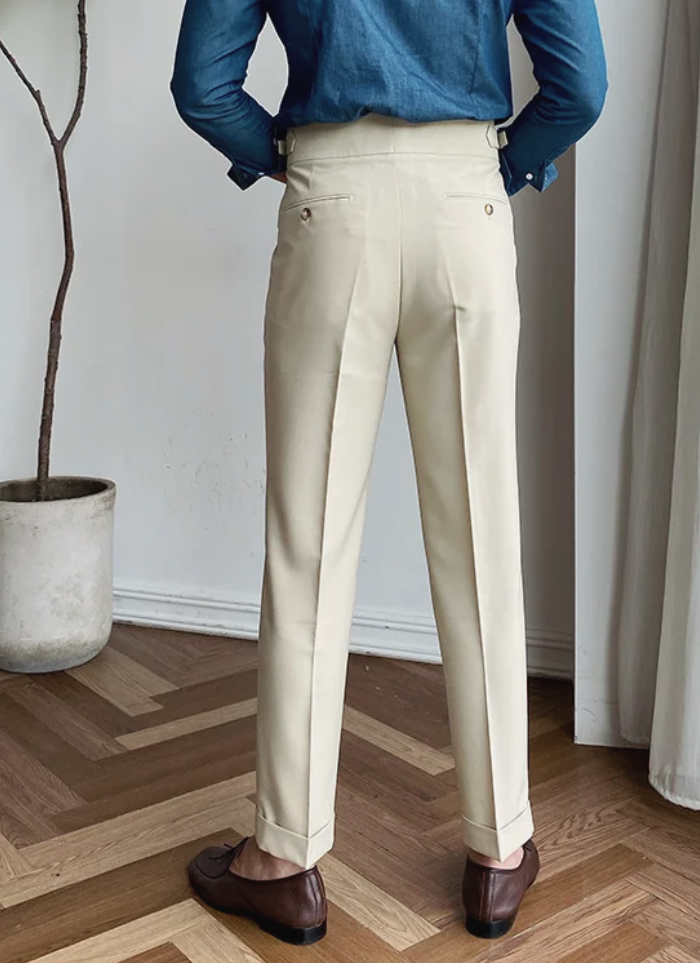 Bologna Mid-High Waist Trousers - Ivory