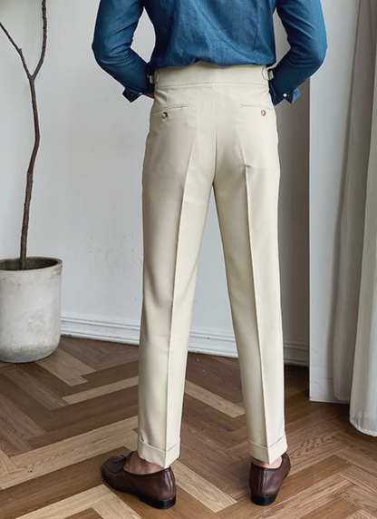 Bologna Mid-High Waist Trousers - Ivory
