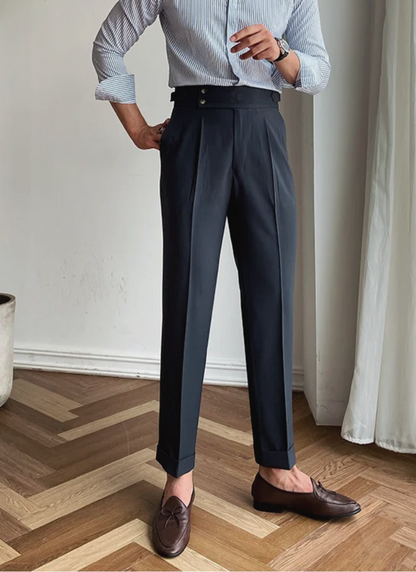 Bologna Mid-High Waist Trousers - Grey
