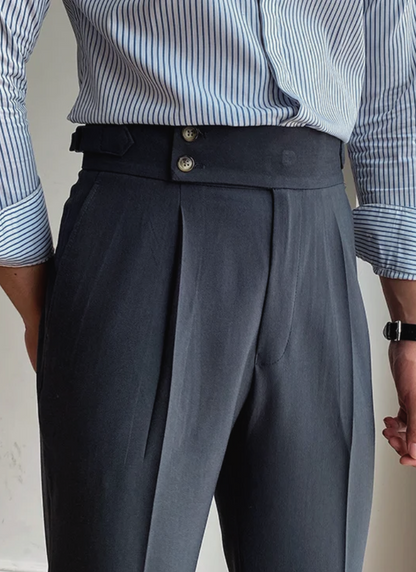 Bologna Mid-High Waist Trousers - Grey