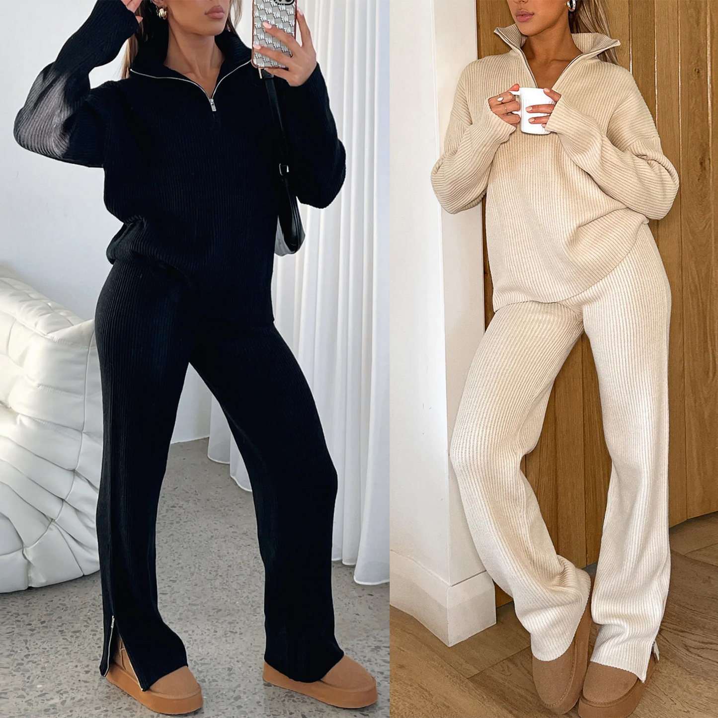 Mia Duo-Knit Flared Set