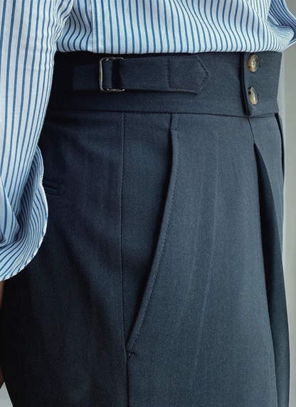 Bologna Mid-High Waist Trousers - Grey