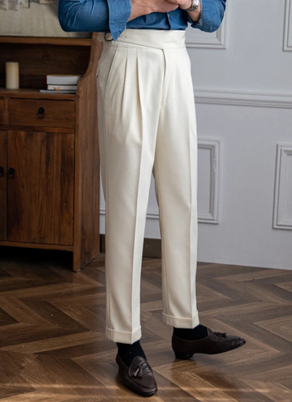 Florence Mid-High Waist Trousers - White