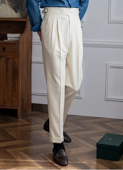 Florence Mid-High Waist Trousers - White