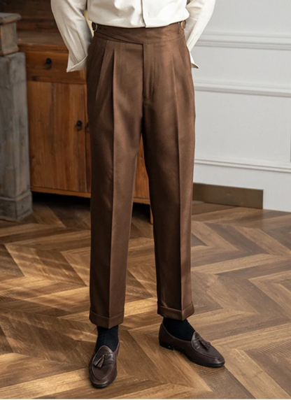 Florence Mid-High Waist Trousers - Brown