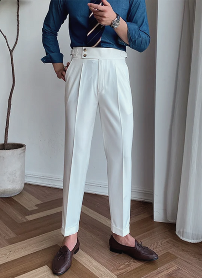 Bologna Mid-High Waist Trousers - White