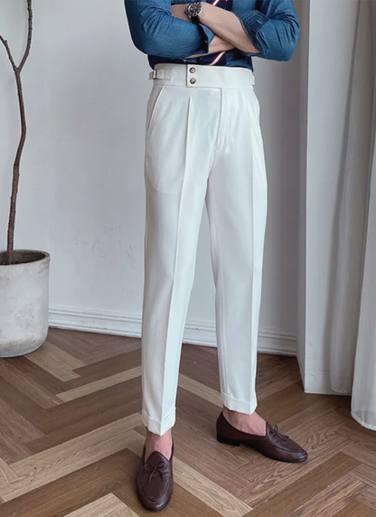 Bologna Mid-High Waist Trousers - White