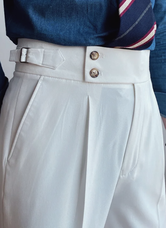 Bologna Mid-High Waist Trousers - White