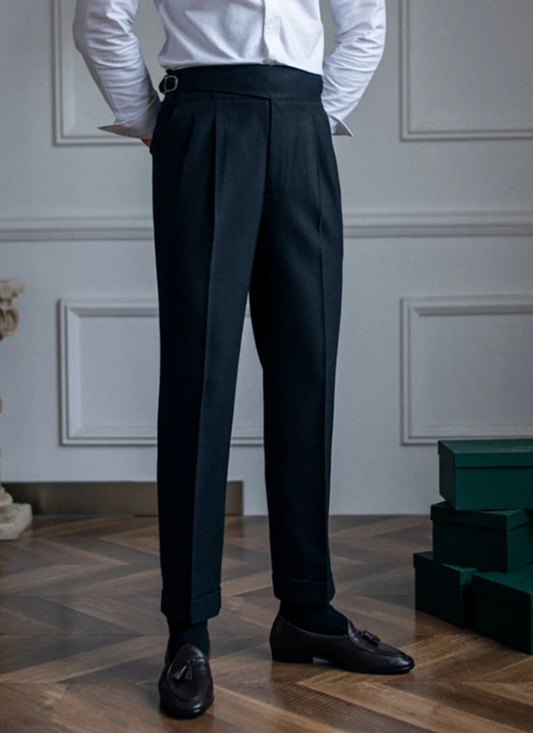 Florence Mid-High Waist Trousers - Navy
