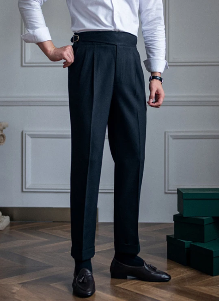 Florence Mid-High Waist Trousers - Navy