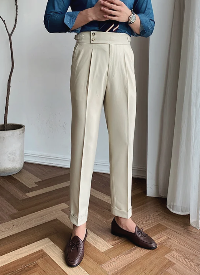 Bologna Mid-High Waist Trousers - Ivory