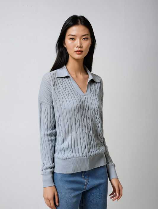 Valc Wool V-neck Knitted Sweater