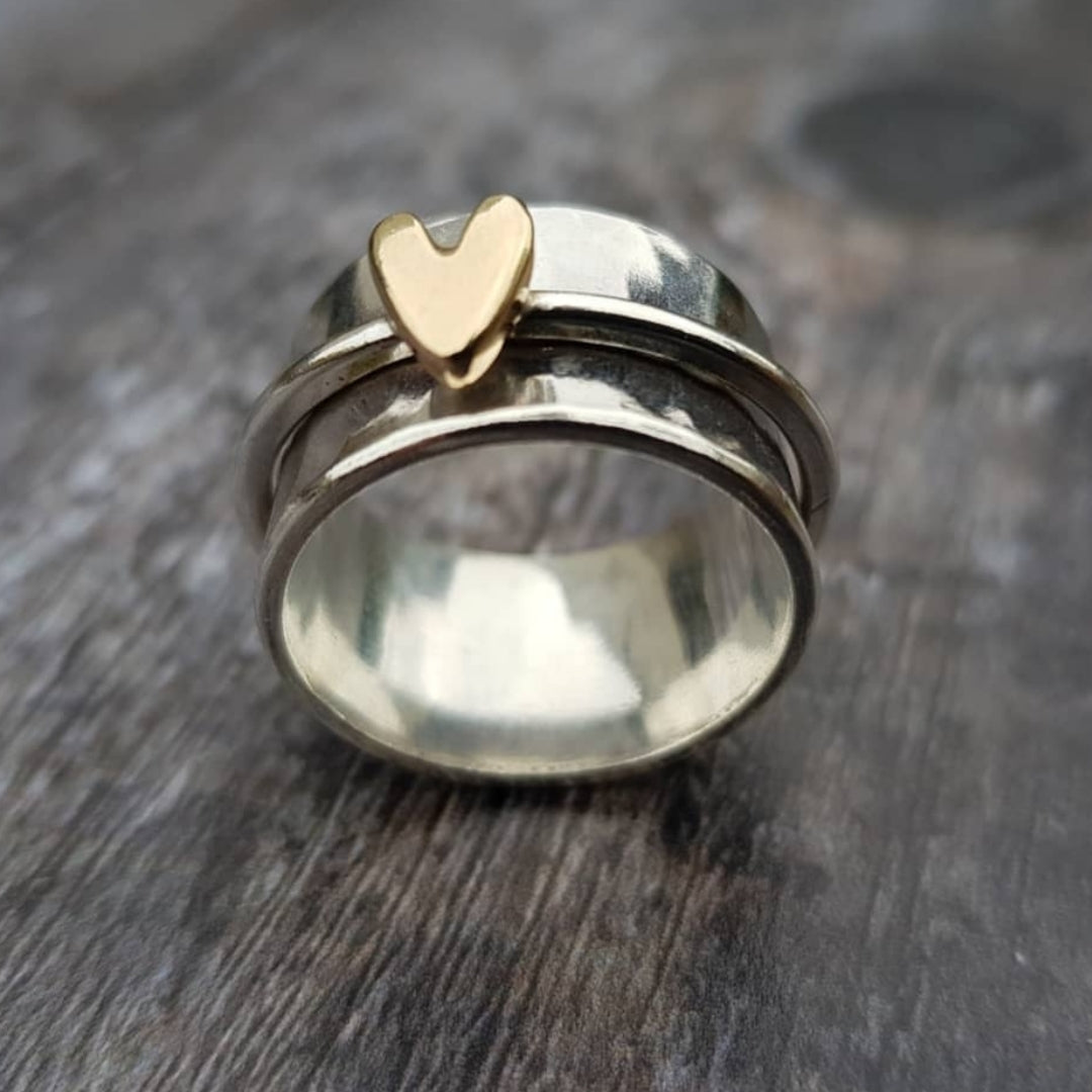 Valesca - Golden Heart Silver Ring