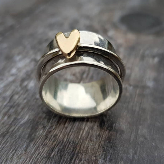 Valesca - Golden Heart Silver Ring