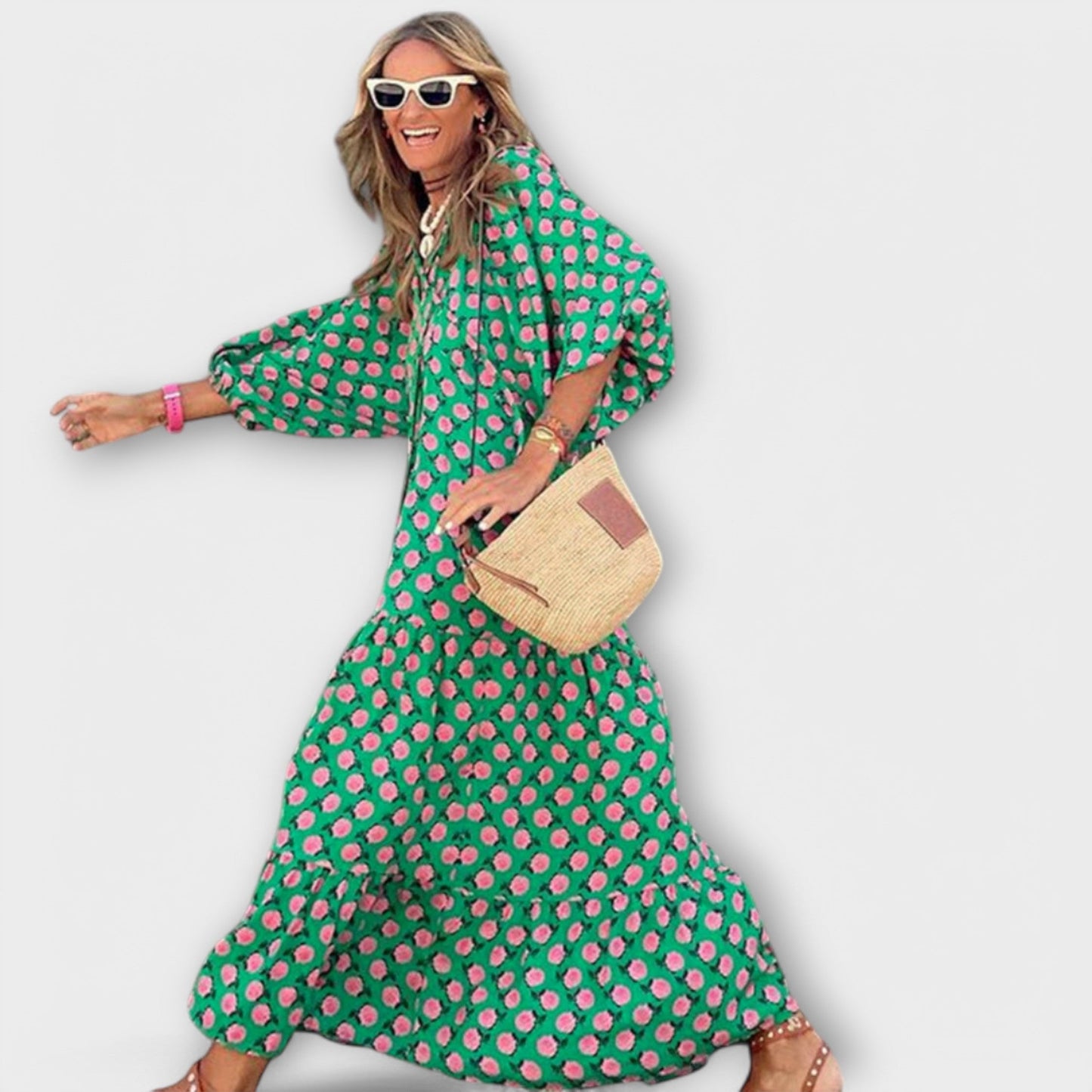 Nora – Elegant Geometric Maxi Dress