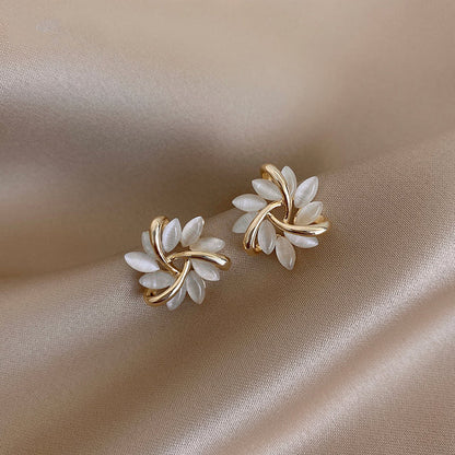 Celestina – Opal Moon-Petal Earrings