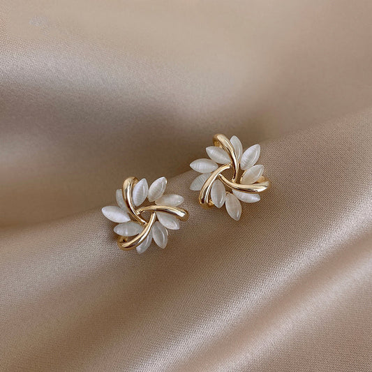 Celestina – Opal Moon-Petal Earrings