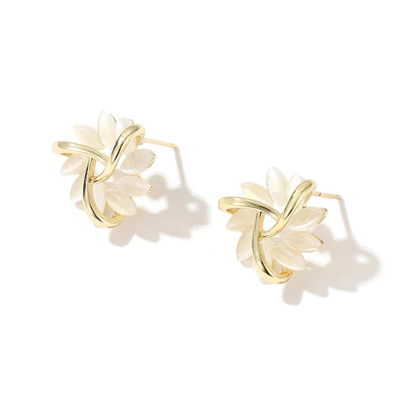 Celestina – Opal Moon-Petal Earrings