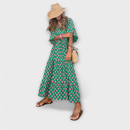 Nora – Elegant Geometric Maxi Dress
