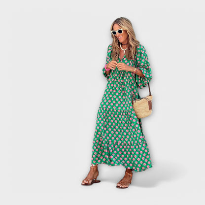 Nora – Elegant Geometric Maxi Dress