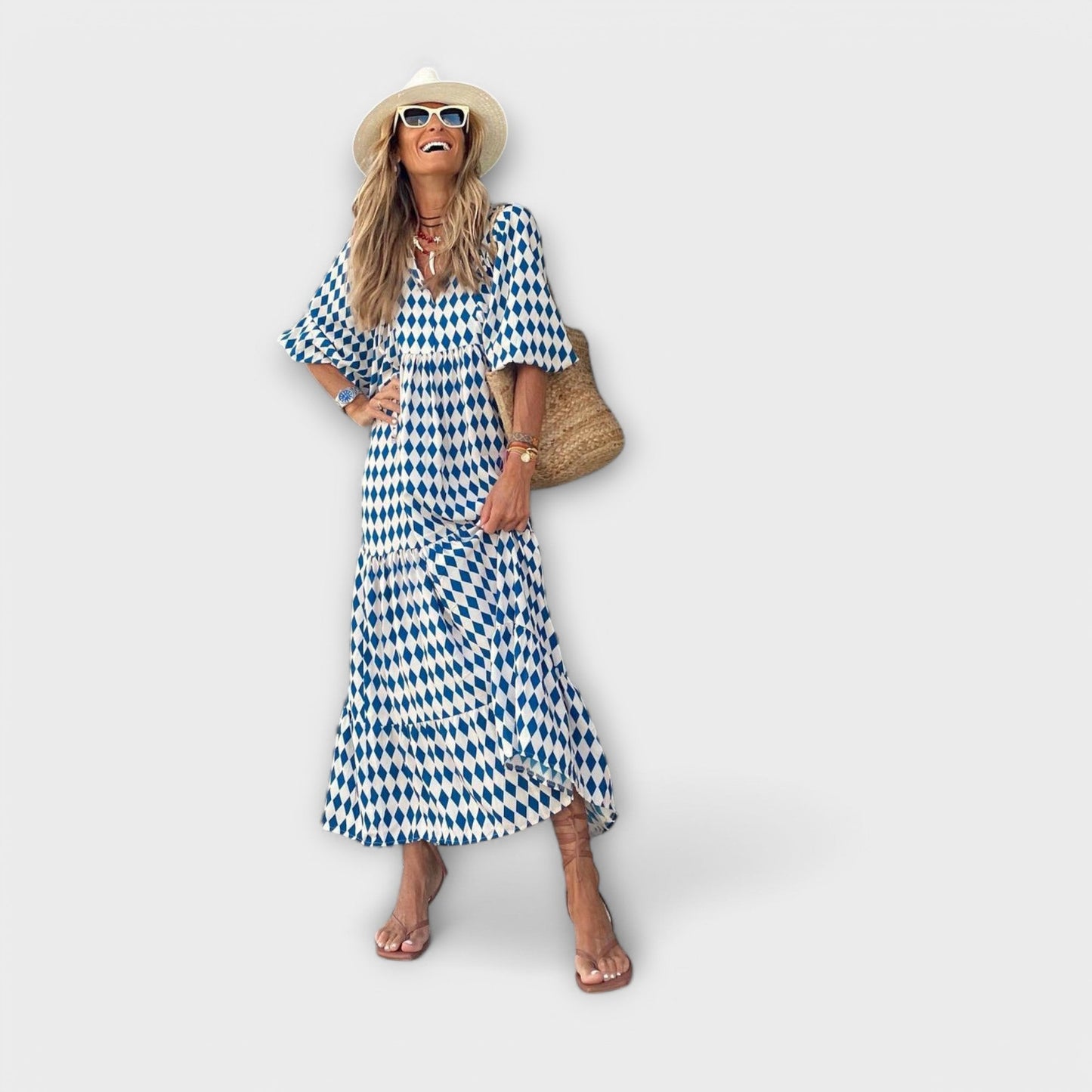 Nora – Elegant Geometric Maxi Dress