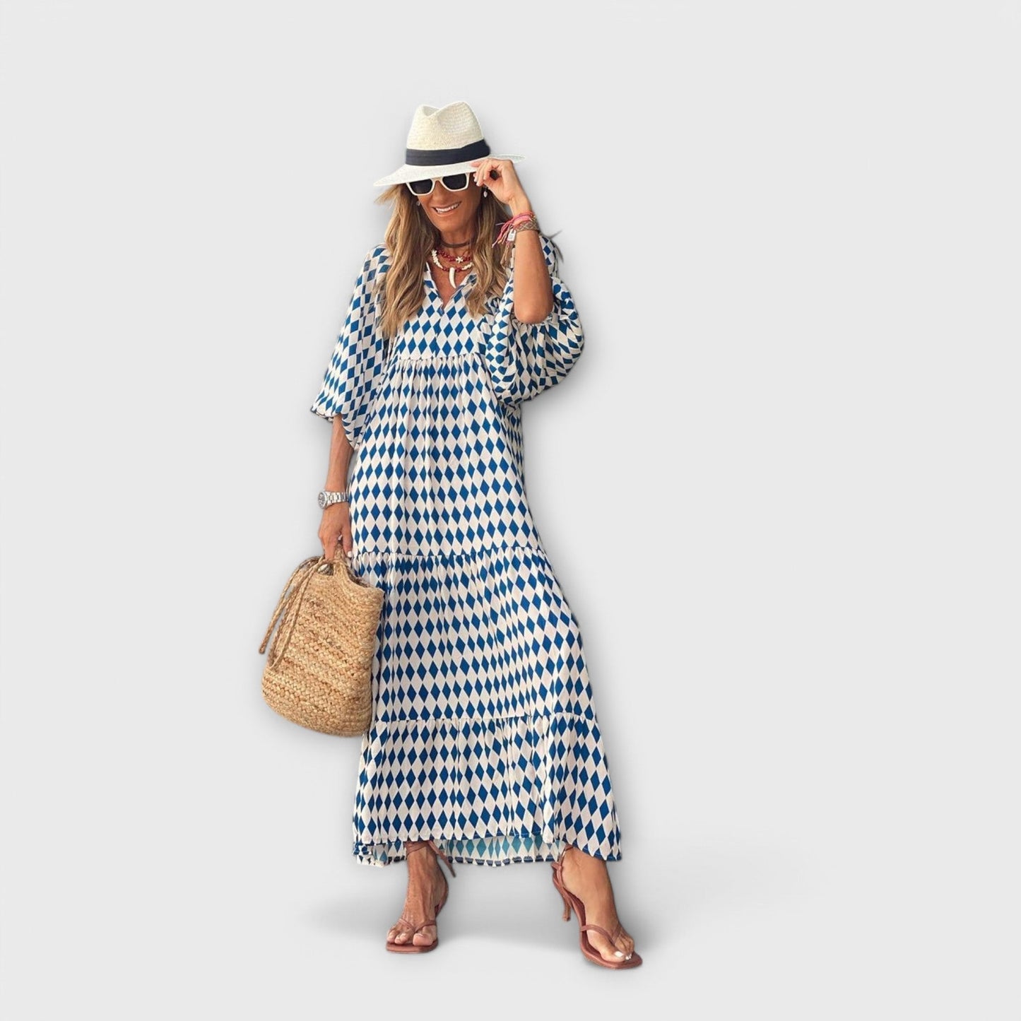 Nora – Elegant Geometric Maxi Dress