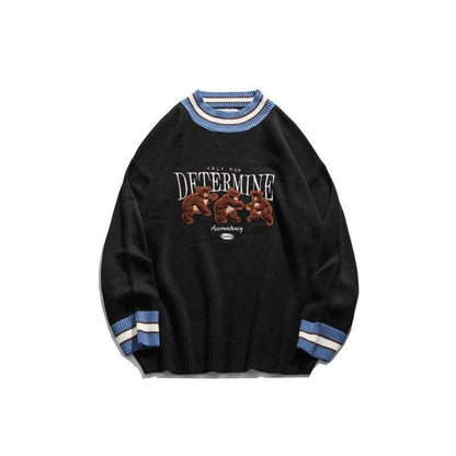 Knitted Sweater Bear Print