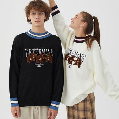 Knitted Sweater Bear Print