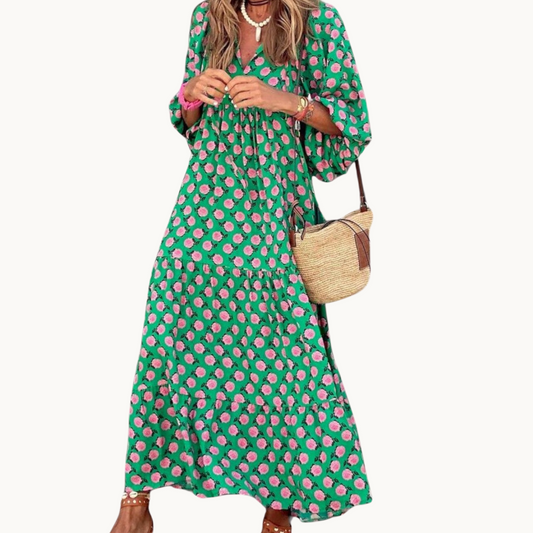 Nora – Elegant Geometric Maxi Dress