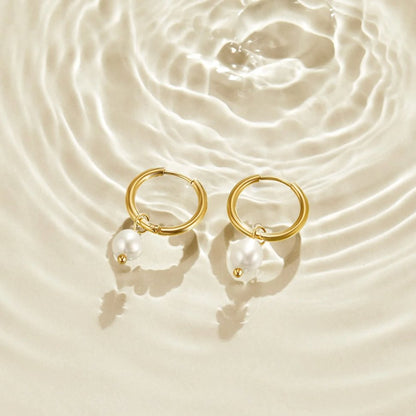 Edwina – Pearl Hoop Earrings