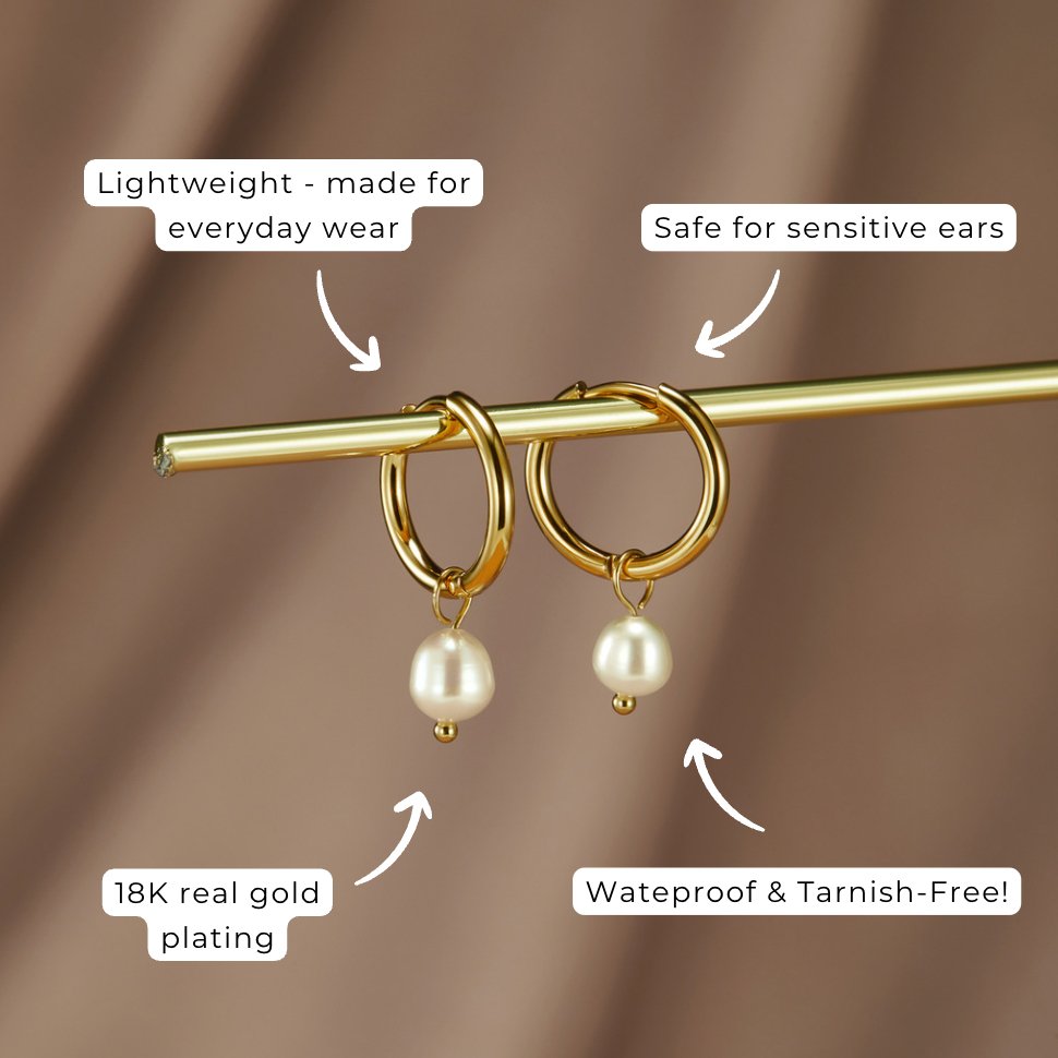 Edwina – Pearl Hoop Earrings
