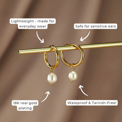 Edwina – Pearl Hoop Earrings