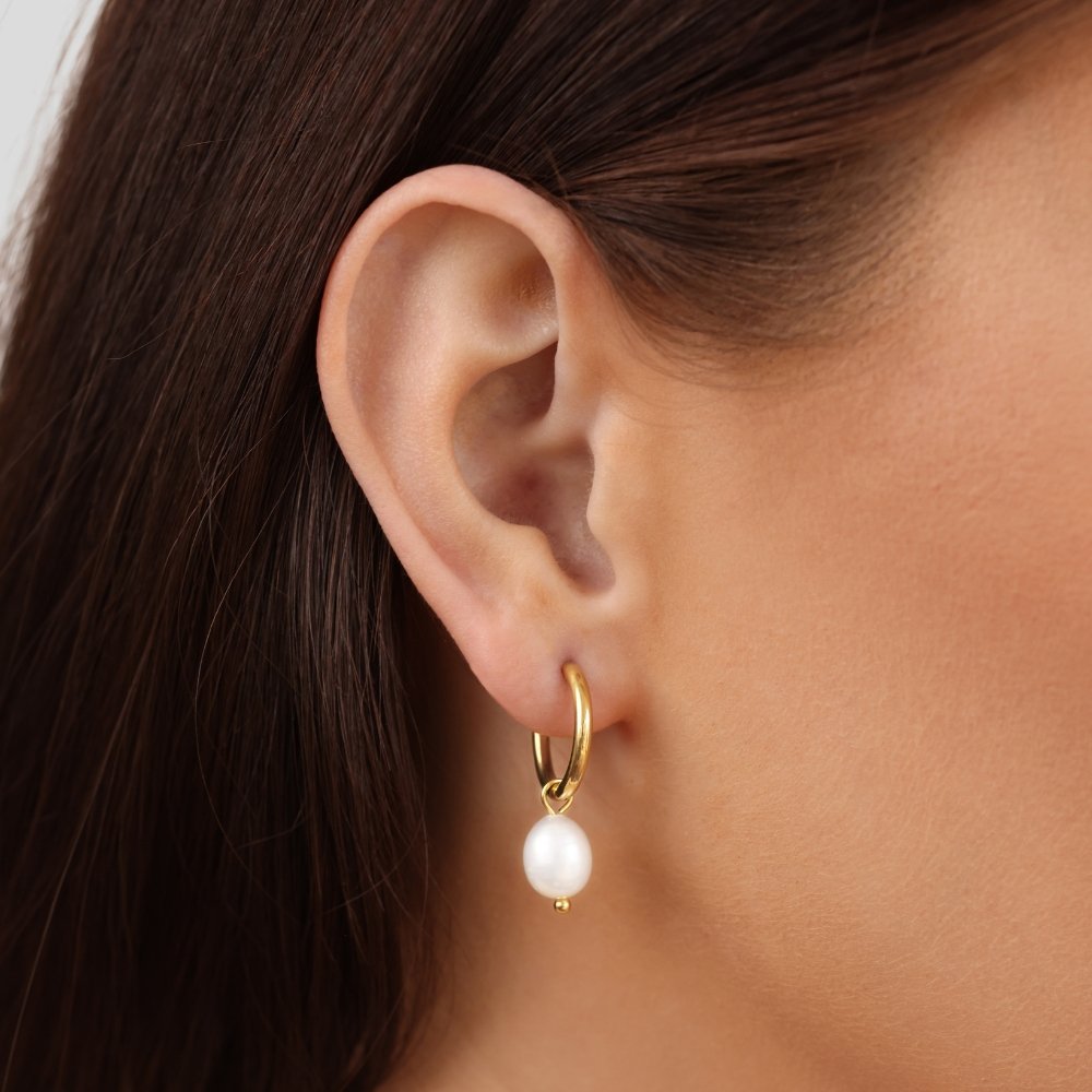 Edwina – Pearl Hoop Earrings