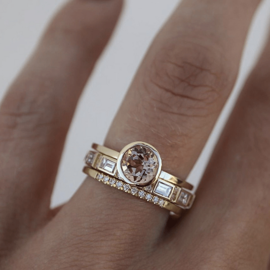 Sofia - Inlaid Crystal Gold Ring Set