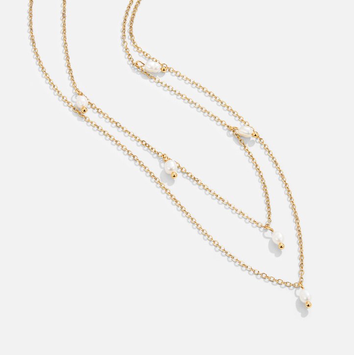 Celestine Pearl Drop Layered Necklace