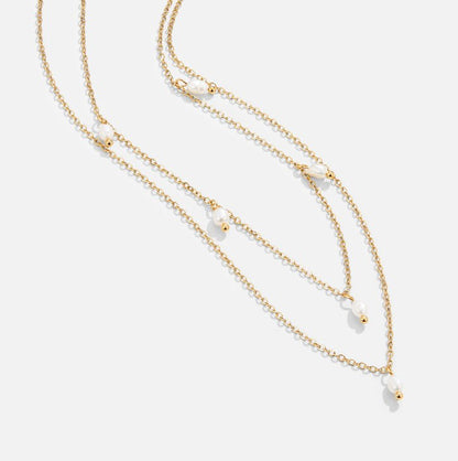 Celestine Pearl Drop Layered Necklace