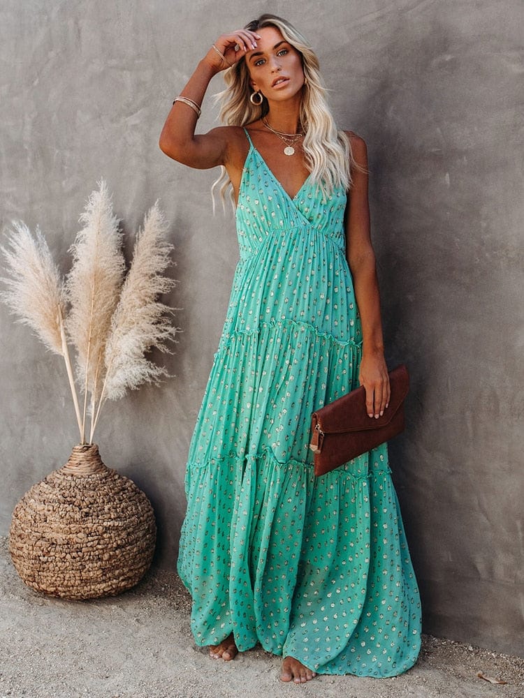 Celeste – Green Ibiza Maxi Dress