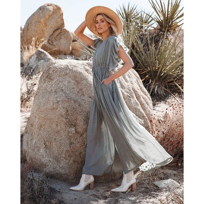 Celeste – Green/Grey Ibiza Maxi Dress