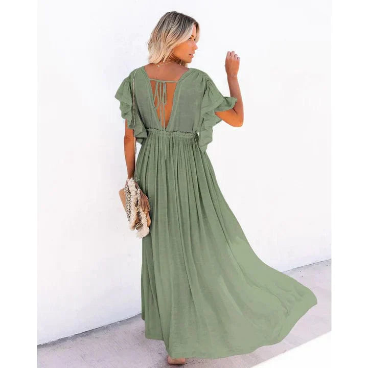 Celina – Green Boho Maxi Dress