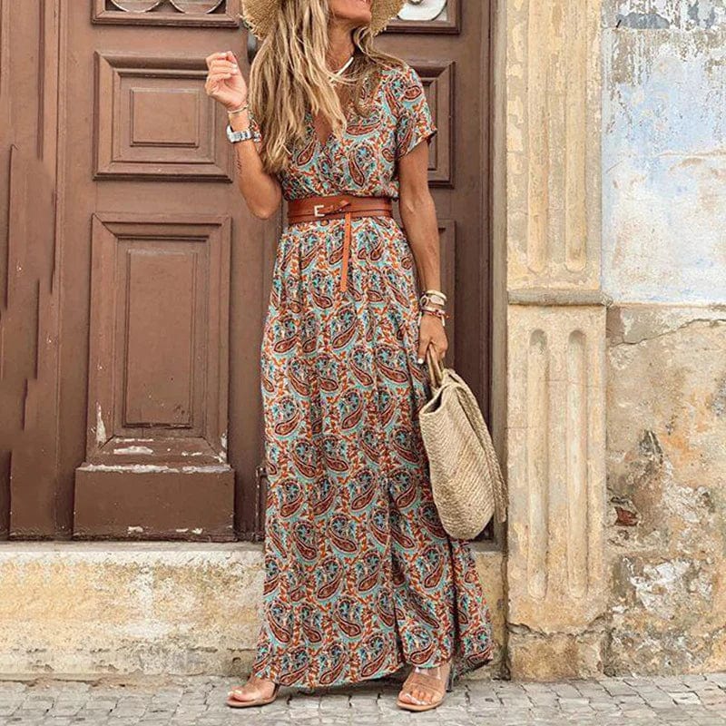 Celeste – Maxi Boho Belted Dress