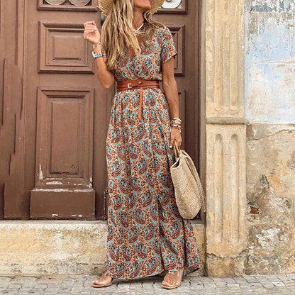 Celeste – Maxi Boho Belted Dress