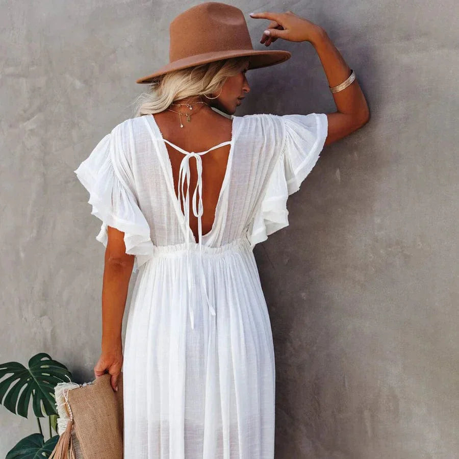 Celeste – White Beach Maxi Dress