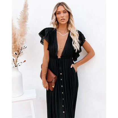 Celeste – Elegant Black Ibiza Maxi Dress