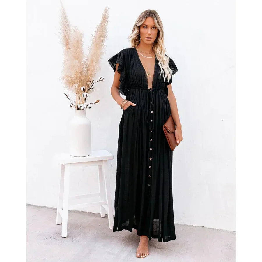 Celeste – Elegant Black Ibiza Maxi Dress
