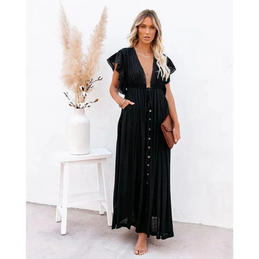 Celeste – Elegant Black Ibiza Maxi Dress