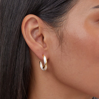 Maribelle – Mother of Pearl Twist Hoop Earrings