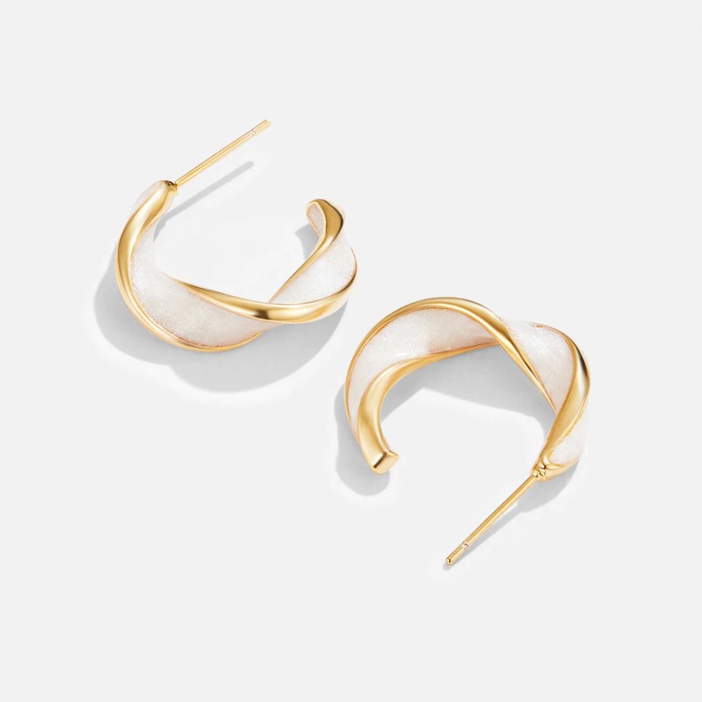 Maribelle – Mother of Pearl Twist Hoop Earrings